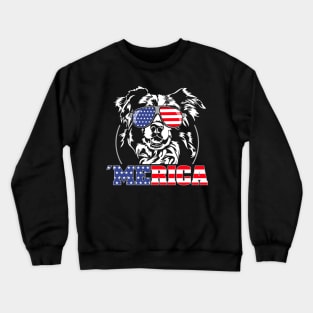 Proud Border Collie American Flag Merica Crewneck Sweatshirt